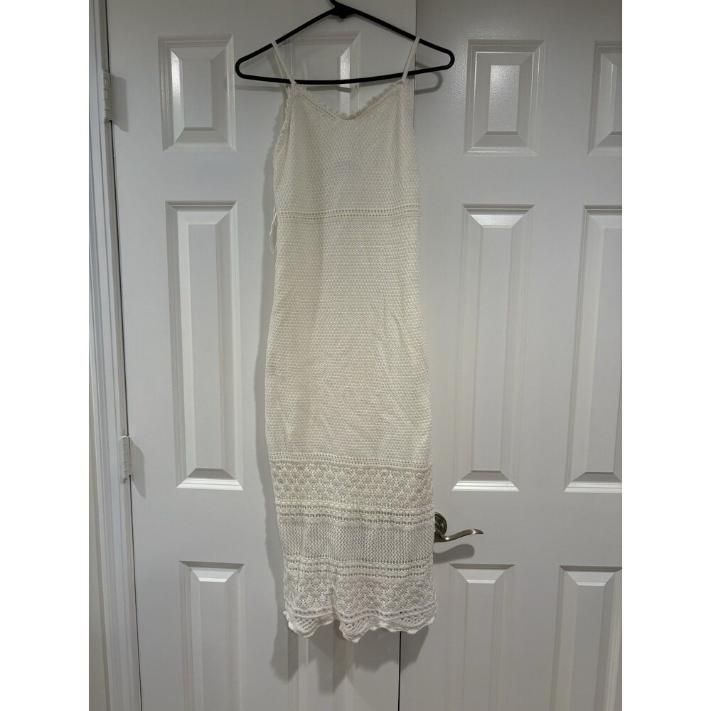 Women’s Midi Dress Cream Color Crochet Beach Vacation Summer Size Xs New No Tag